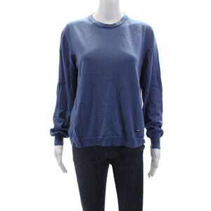 Salvatore Ferragamo Womens Wool Crew Neck Long Sleeve Sweater Blue Size XL